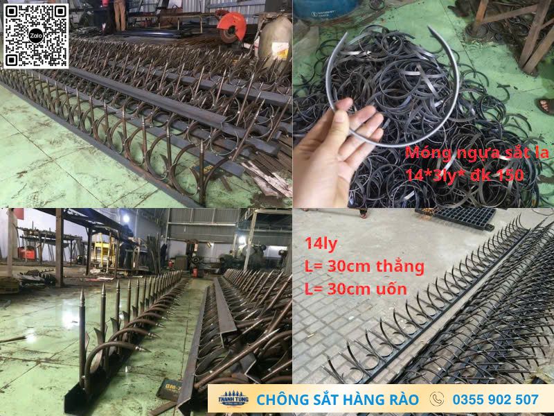 CHÔNG HÀNG RÀO 14 LY 3 TẤC THẲNG + 3 TẤC UỐN  + C MÓNG NGỰA SẮT
